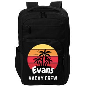 Evans Family Reunion Party Matching Family Vacation Vacay Impact Tech Backpack