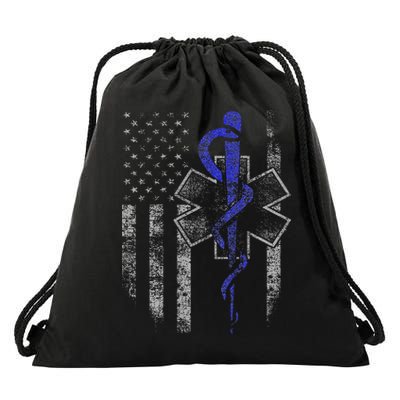 Emt First Responder Flag Drawstring Bag