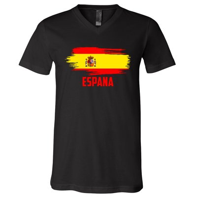 Espana Flag Spain Soccer Spain Futbol Club Support V-Neck T-Shirt