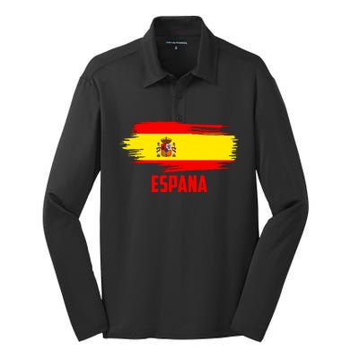 Espana Flag Spain Soccer Spain Futbol Club Support Silk Touch Performance Long Sleeve Polo