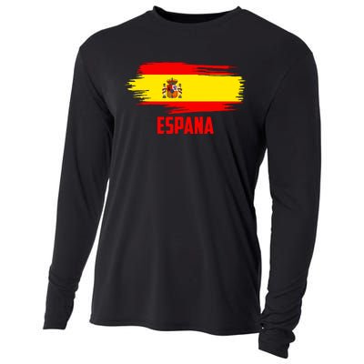 Espana Flag Spain Soccer Spain Futbol Club Support Cooling Performance Long Sleeve Crew