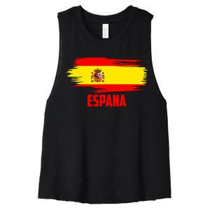 Espana Flag Spain Soccer Spain Futbol Club Support Women's Racerback Cropped Tank