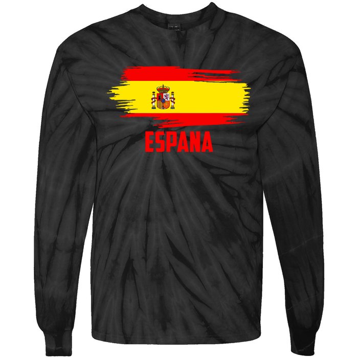 Espana Flag Spain Soccer Spain Futbol Club Support Tie-Dye Long Sleeve Shirt