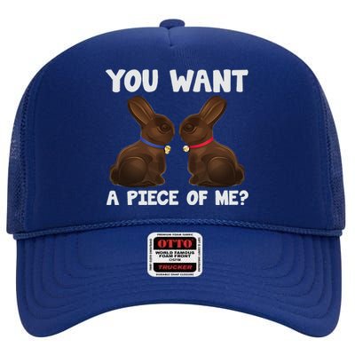 Easter Funnyns Sayings Chocolate Bunny Meme High Crown Mesh Back Trucker Hat