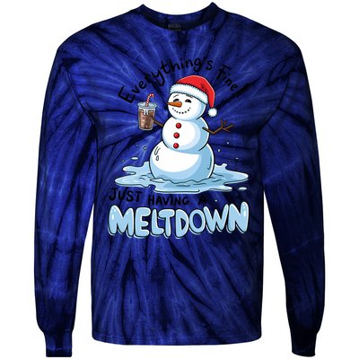 EverythingS Fine Snowman Meltdown Mental Health Christmas Tie-Dye Long Sleeve Shirt