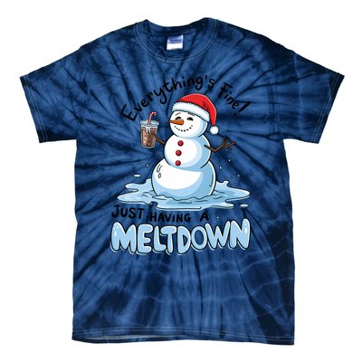 EverythingS Fine Snowman Meltdown Mental Health Christmas Tie-Dye T-Shirt