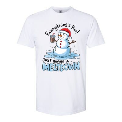 EverythingS Fine Snowman Meltdown Mental Health Christmas Softstyle CVC T-Shirt