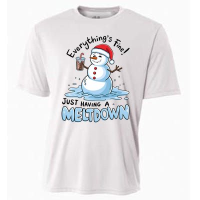 EverythingS Fine Snowman Meltdown Mental Health Christmas Cooling Performance Crew T-Shirt