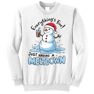 EverythingS Fine Snowman Meltdown Mental Health Christmas Sweatshirt