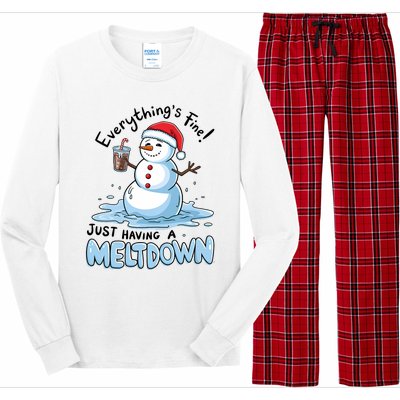 EverythingS Fine Snowman Meltdown Mental Health Christmas Long Sleeve Pajama Set