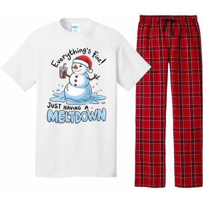 EverythingS Fine Snowman Meltdown Mental Health Christmas Pajama Set