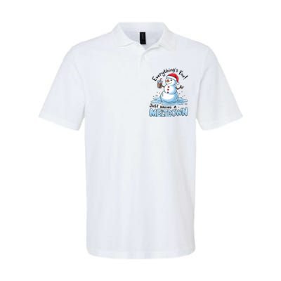 EverythingS Fine Snowman Meltdown Mental Health Christmas Softstyle Adult Sport Polo