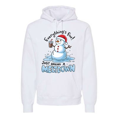 EverythingS Fine Snowman Meltdown Mental Health Christmas Premium Hoodie