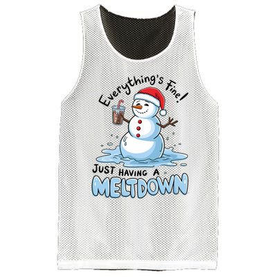 EverythingS Fine Snowman Meltdown Mental Health Christmas Mesh Reversible Basketball Jersey Tank