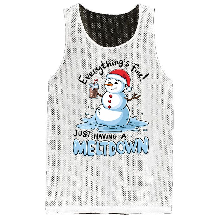 EverythingS Fine Snowman Meltdown Mental Health Christmas Mesh Reversible Basketball Jersey Tank