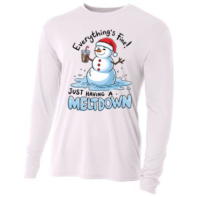 EverythingS Fine Snowman Meltdown Mental Health Christmas Cooling Performance Long Sleeve Crew