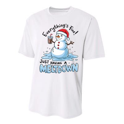 EverythingS Fine Snowman Meltdown Mental Health Christmas Performance Sprint T-Shirt