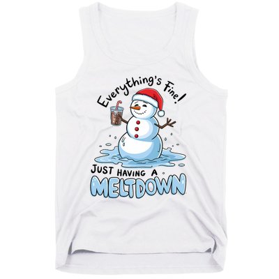 EverythingS Fine Snowman Meltdown Mental Health Christmas Tank Top