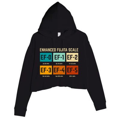 Enhanced Fujita Scale Tornado For Retro Storm Chaser Crop Fleece Hoodie