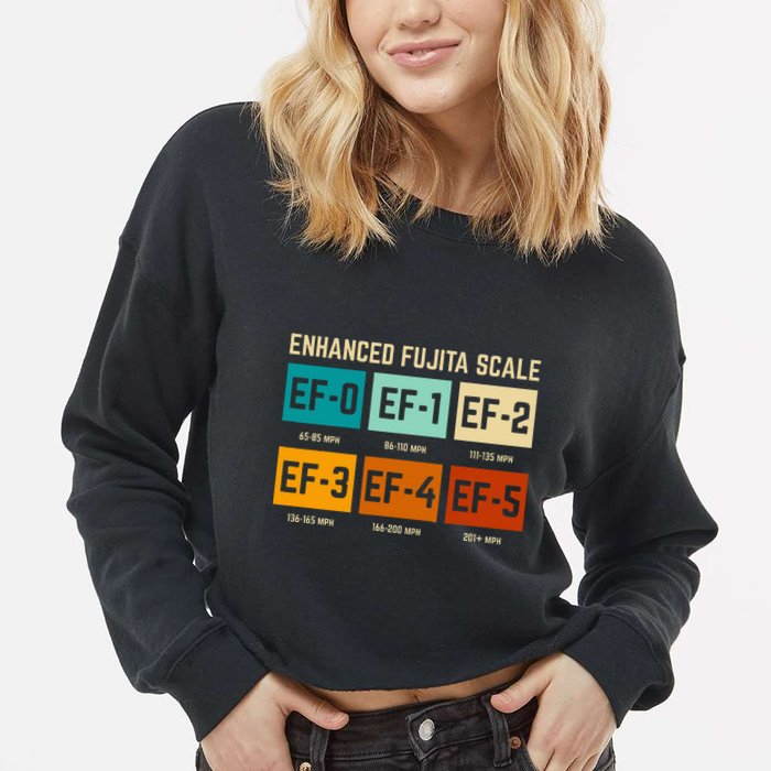 Enhanced Fujita Scale Tornado For Retro Storm Chaser Cropped Pullover Crew