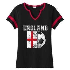 ENGLAND Flag  Soccer Futbol Football  Ladies Halftime Notch Neck Tee