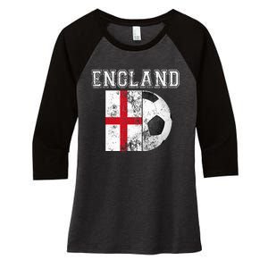 ENGLAND Flag  Soccer Futbol Football  Women's Tri-Blend 3/4-Sleeve Raglan Shirt