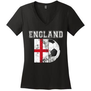 ENGLAND Flag  Soccer Futbol Football  Women's V-Neck T-Shirt