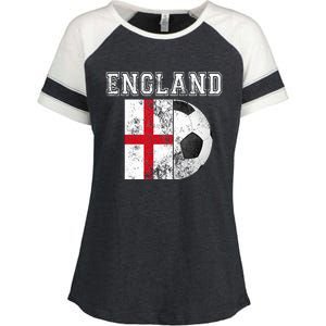 ENGLAND Flag  Soccer Futbol Football  Enza Ladies Jersey Colorblock Tee