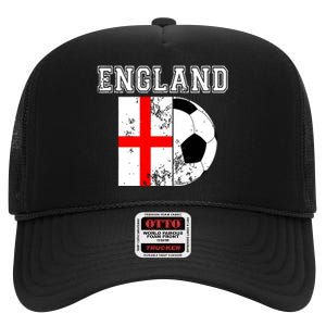 England Flag Soccer Futbol Football High Crown Mesh Back Trucker Hat