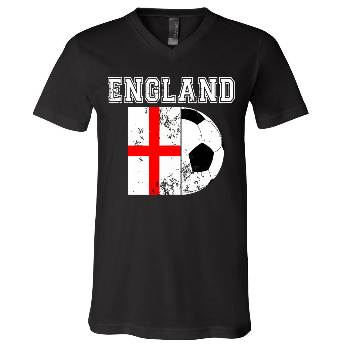 England Flag Soccer Futbol Football V-Neck T-Shirt