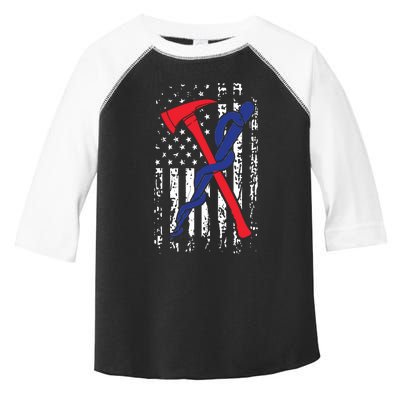 EMT Firefighter Shirts Firefighter EMS USA Flag Gift Toddler Fine Jersey T-Shirt