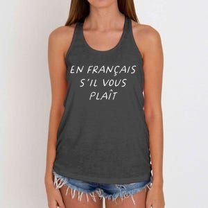 En Francais SIl Vous Plait French Teacher Women's Knotted Racerback Tank