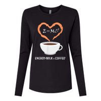 E=MC2 Funny Science Coffee Energy Milk Coffee Science Womens Cotton Relaxed Long Sleeve T-Shirt