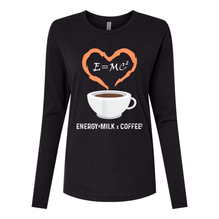 E=MC2 Funny Science Coffee Energy Milk Coffee Science Womens Cotton Relaxed Long Sleeve T-Shirt