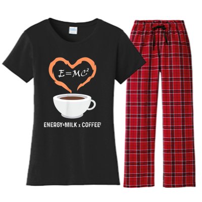 E=MC2 Funny Science Coffee Energy Milk Coffee Science Women's Flannel Pajama Set