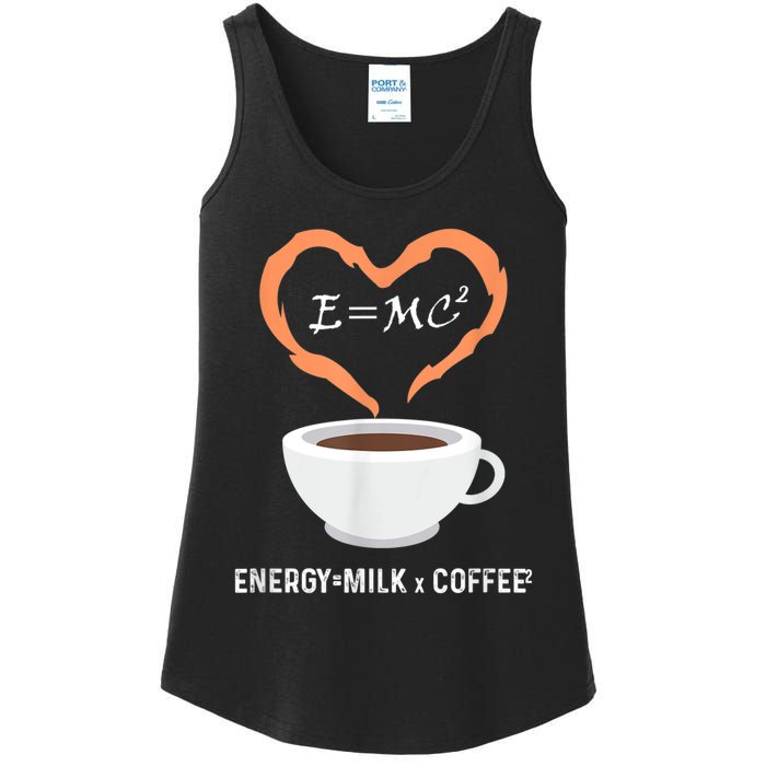 E=MC2 Funny Science Coffee Energy Milk Coffee Science Ladies Essential Tank