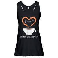 E=MC2 Funny Science Coffee Energy Milk Coffee Science Ladies Essential Flowy Tank