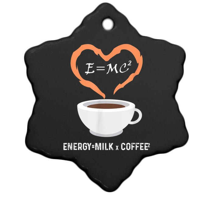 E=MC2 Funny Science Coffee Energy Milk Coffee Science Ceramic Star Ornament