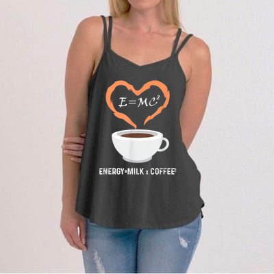 E=MC2 Funny Science Coffee Energy Milk Coffee Science Women's Strappy Tank