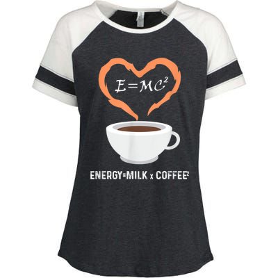 E=MC2 Funny Science Coffee Energy Milk Coffee Science Enza Ladies Jersey Colorblock Tee