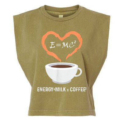 E=MC2 Funny Science Coffee Energy Milk Coffee Science Garment-Dyed Women's Muscle Tee