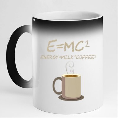 E=MC2 Funny Science Coffee Energy Milk Coffee Gift 11oz Black Color Changing Mug