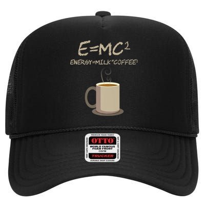 E=MC2 Funny Science Coffee Energy Milk Coffee Gift High Crown Mesh Back Trucker Hat