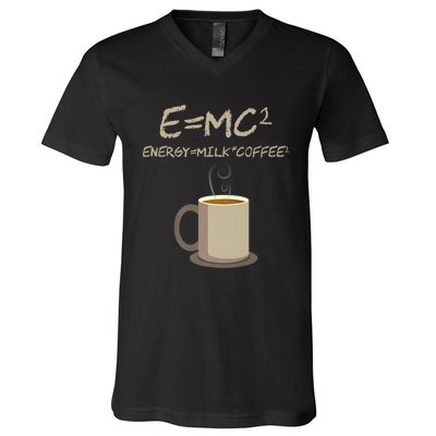 E=MC2 Funny Science Coffee Energy Milk Coffee Gift V-Neck T-Shirt