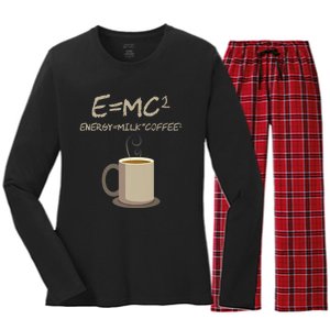 E=MC2 Funny Science Coffee Energy Milk Coffee Gift Women's Long Sleeve Flannel Pajama Set 