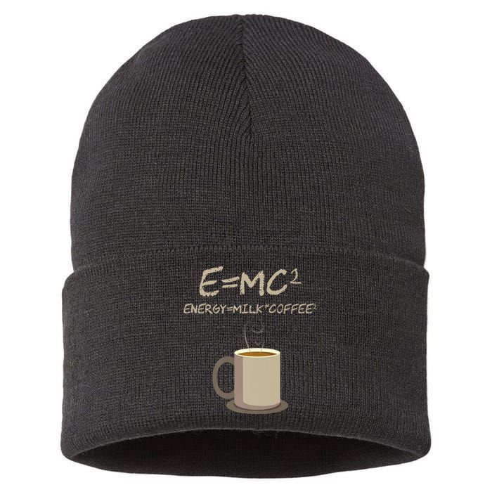 E=MC2 Funny Science Coffee Energy Milk Coffee Gift Sustainable Knit Beanie