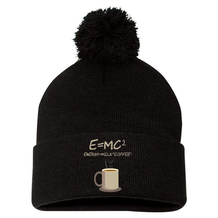 E=MC2 Funny Science Coffee Energy Milk Coffee Gift Pom Pom 12in Knit Beanie