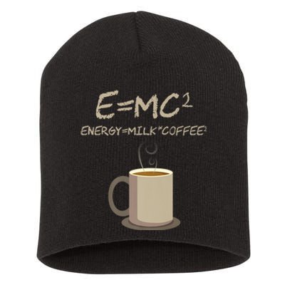 E=MC2 Funny Science Coffee Energy Milk Coffee Gift Short Acrylic Beanie