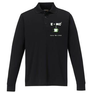 E=mc2 Funny Science Coffee Energy Milk Performance Long Sleeve Polo