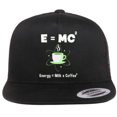 E=mc2 Funny Science Coffee Energy Milk Flat Bill Trucker Hat